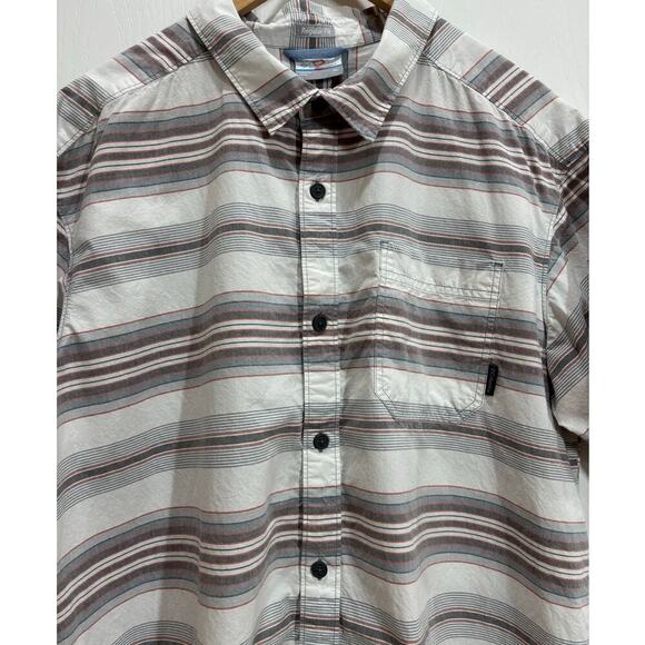 Columbia Men XL Regular Fit Striped SS Button Up Casual Outdoor Cotton - Picture 2 of 7